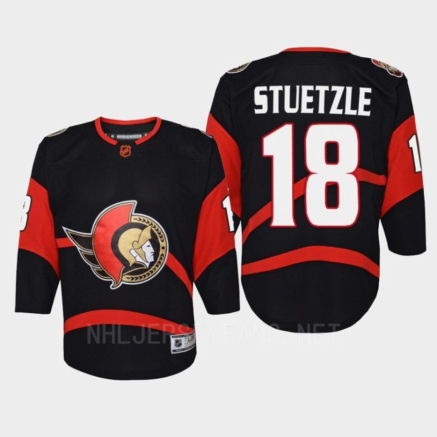 youth senators tim stuetzle black 2022 special edition 2.0 replica retro jersey