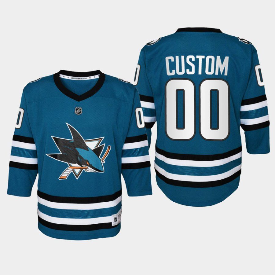 youth sharks custom teal 2022 23 home replica jersey