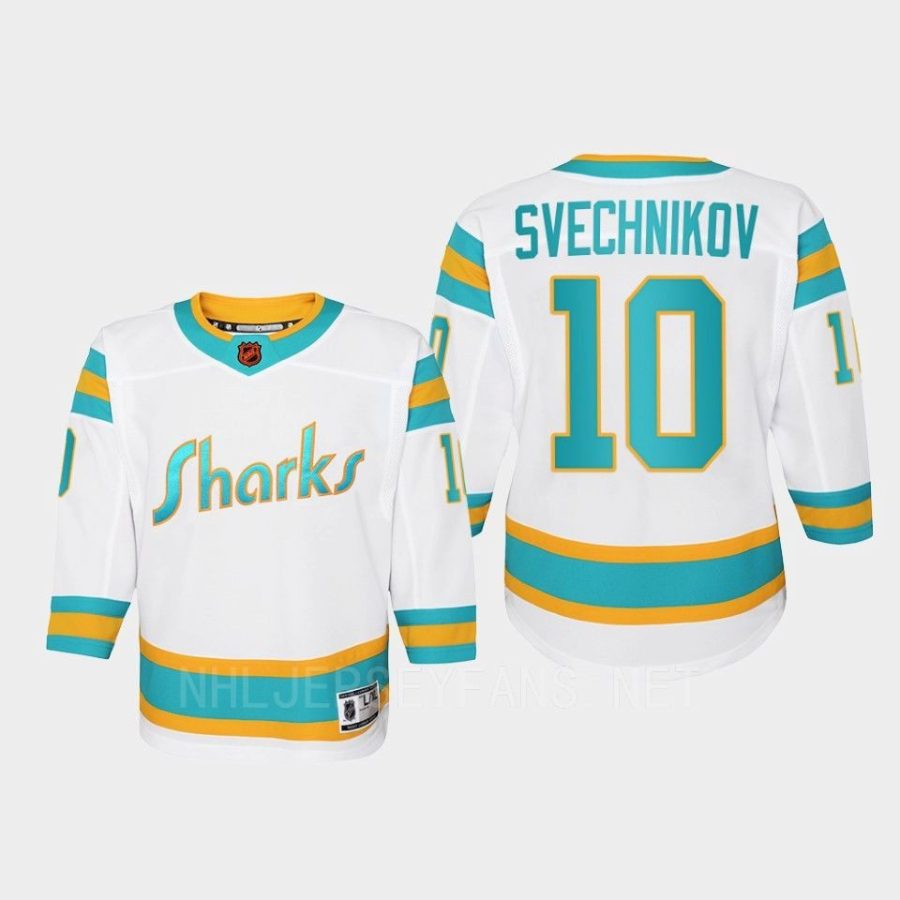 youth sharks evgeny svechnikov white 2022 special edition 2.0 replica retro jersey