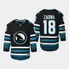 youth sharks filip zadina black 2023 24 cali fin 3rd alternate replica jersey