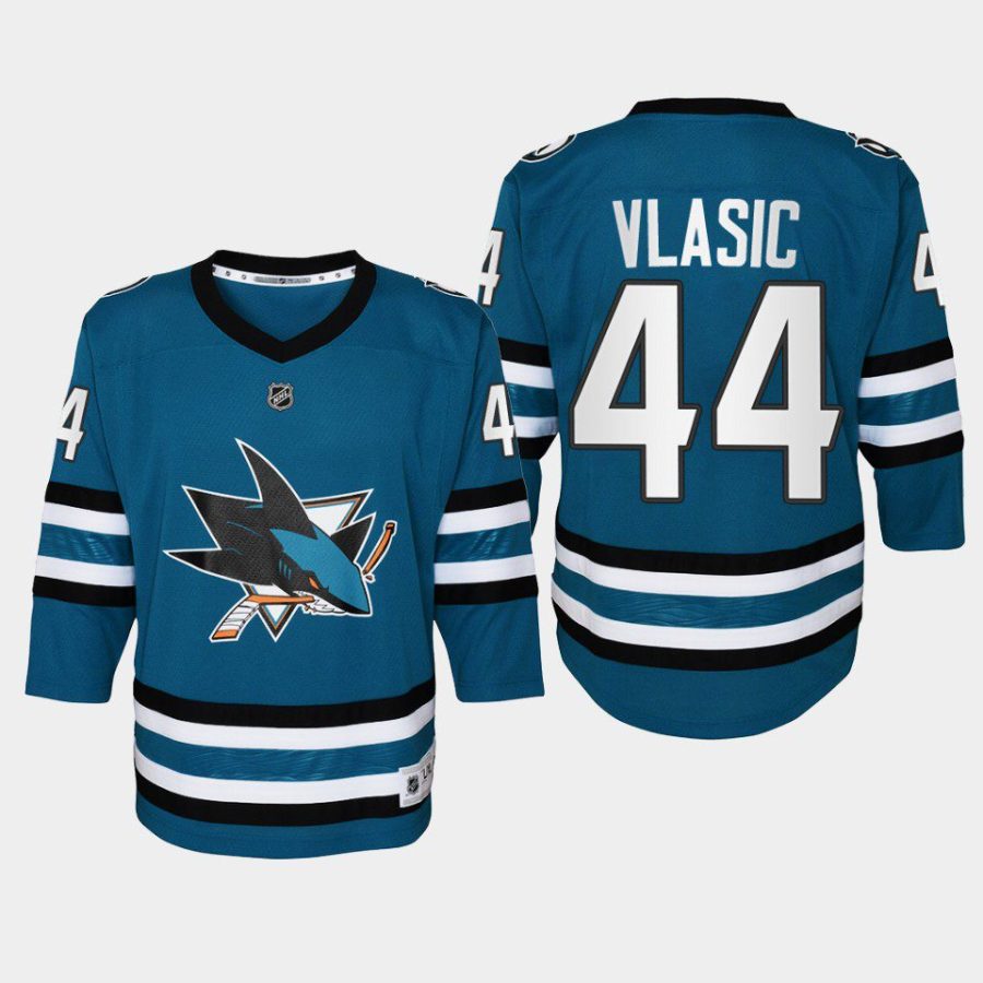 youth sharks marc edouard vlasic teal 2022 23 home replica jersey