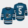 youth sharks matt benning teal 2022 23 home replica jersey