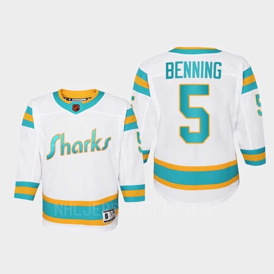 youth sharks matt benning white 2022 special edition 2.0 replica retro jersey