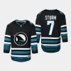 youth sharks nico sturm black 2023 24 cali fin 3rd alternate replica jersey