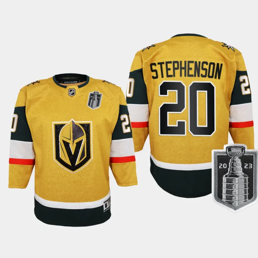 youth vgk chandler stephenson gold 2023 stanley cup final home premier jersey