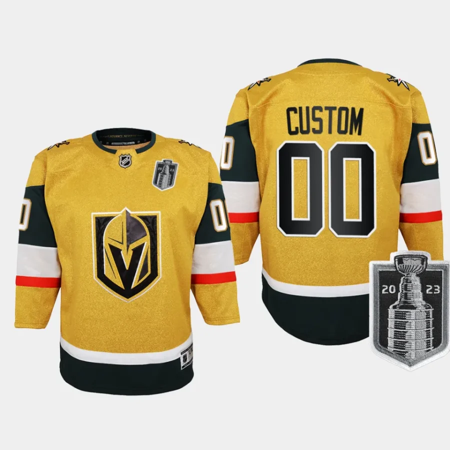 youth vgk custom gold 2023 stanley cup final home premier jersey