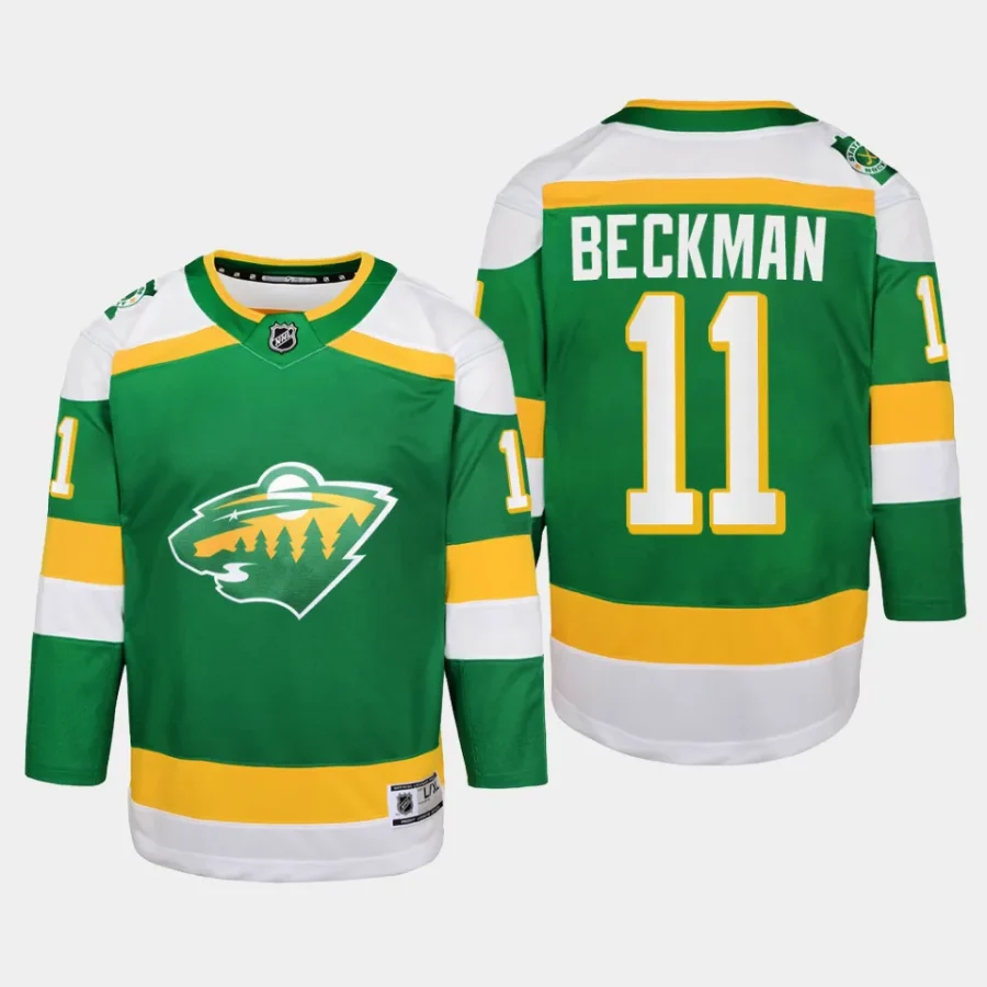 youth wild adam beckman green 2023 24 alternate replica player jersey