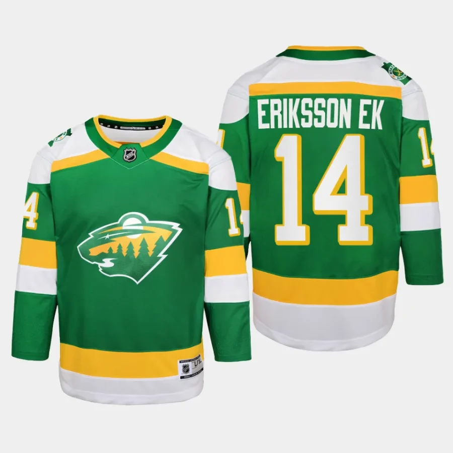 youth wild joel eriksson ek green 2023 24 alternate replica player jersey