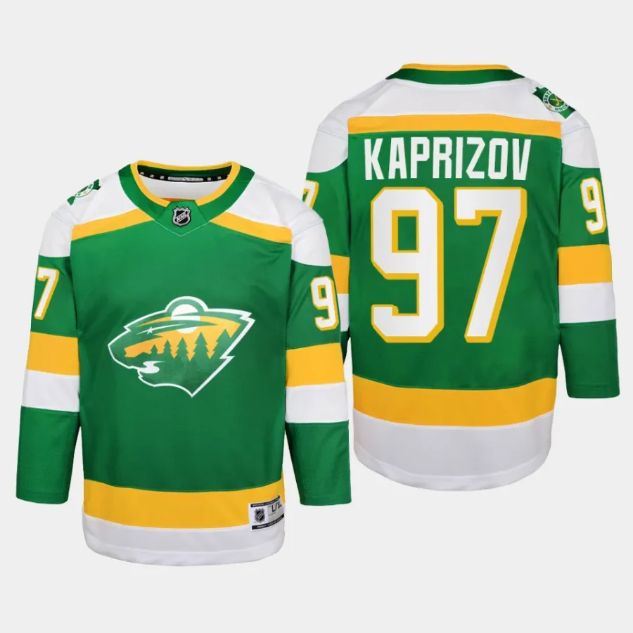 youth wild kirill kaprizov green 2023 24 alternate replica player jersey