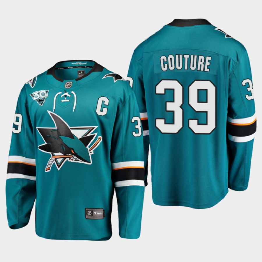 2020 21 logan couture sharks teal reverse retro 30th anniversary home jersey