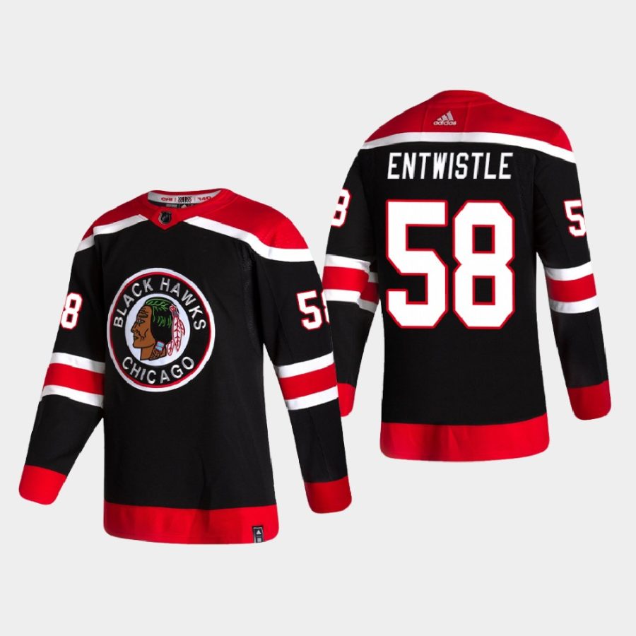 2021 mackenzie entwistle blackhawks black reverse retro authentic jersey