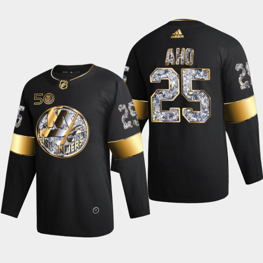 2022 23 sebastian aho islanders black golden diamond 50th anniversary jersey