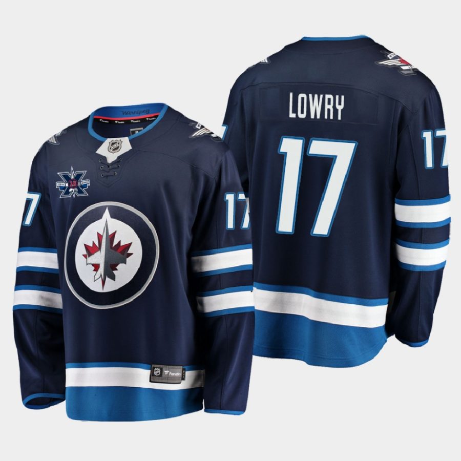 adam lowry jets navy 10th anniversary home jersey