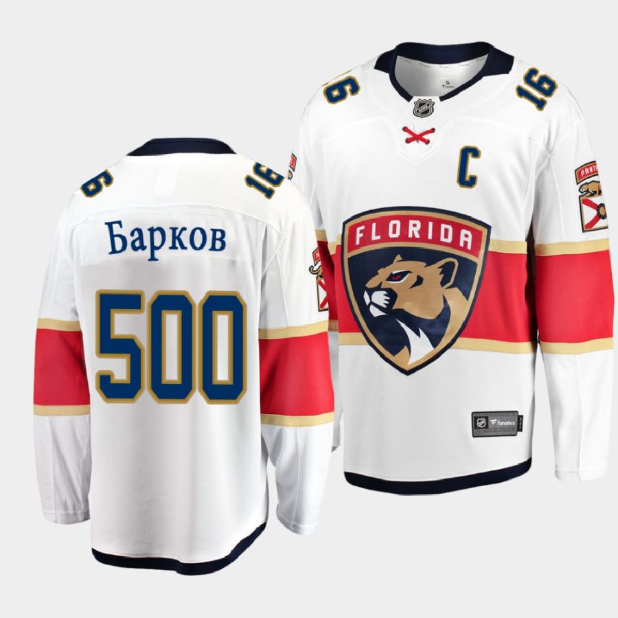 aleksander barkov panthers white cyrillic alphabet honor bobrovsky jersey