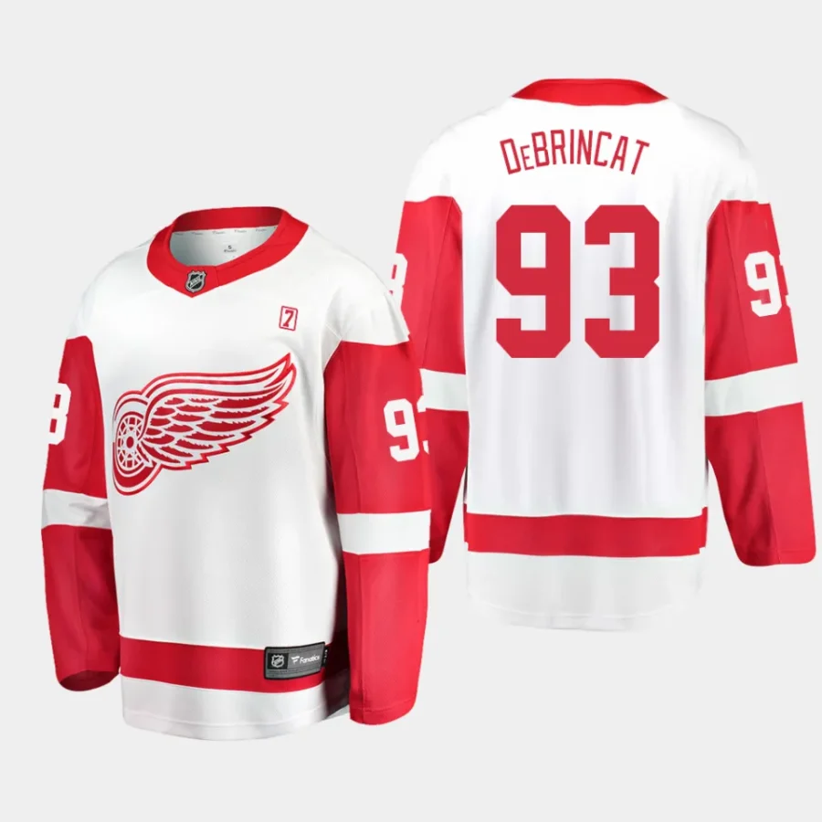 alex debrincat red wings white away breakaway player jersey