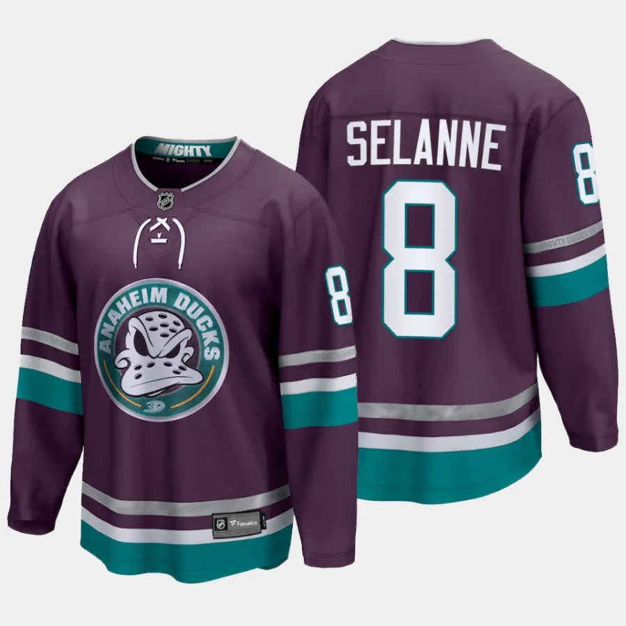 anaheim ducks teemu selanne 30th anniversary 2023 24 premier breakaway player jersey purple