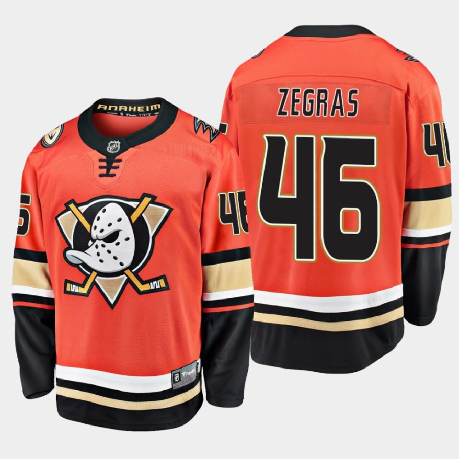 anaheim ducks trevor zegras alternate 2021 breakaway jersey orange