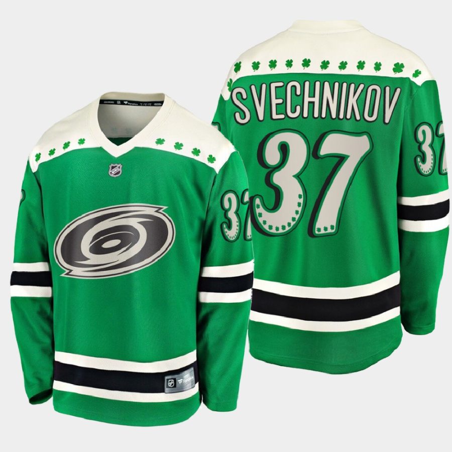 andrei svechnikov hurricanes green 2021 st. patricks day jersey