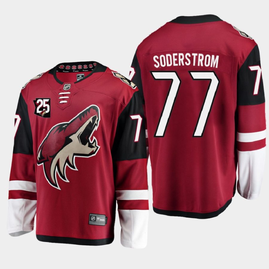 arizona coyotes victor soderstrom 25th anniversary 2020 21 home jersey red