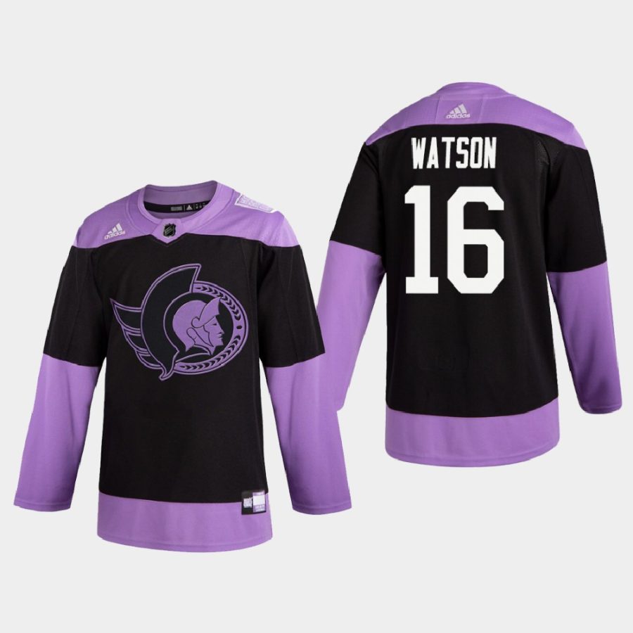 austin watson senators purple 2020 hockey fights cancer 2d practice jersey