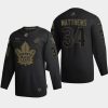 auston matthews maple leafs black 2020 veterans day authentic jersey