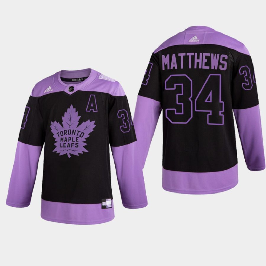 auston matthews maple leafs purple 2021 hockey fights cancer night jersey