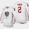 austria team bernhard posch 2021 iihf world junior championship home jersey white