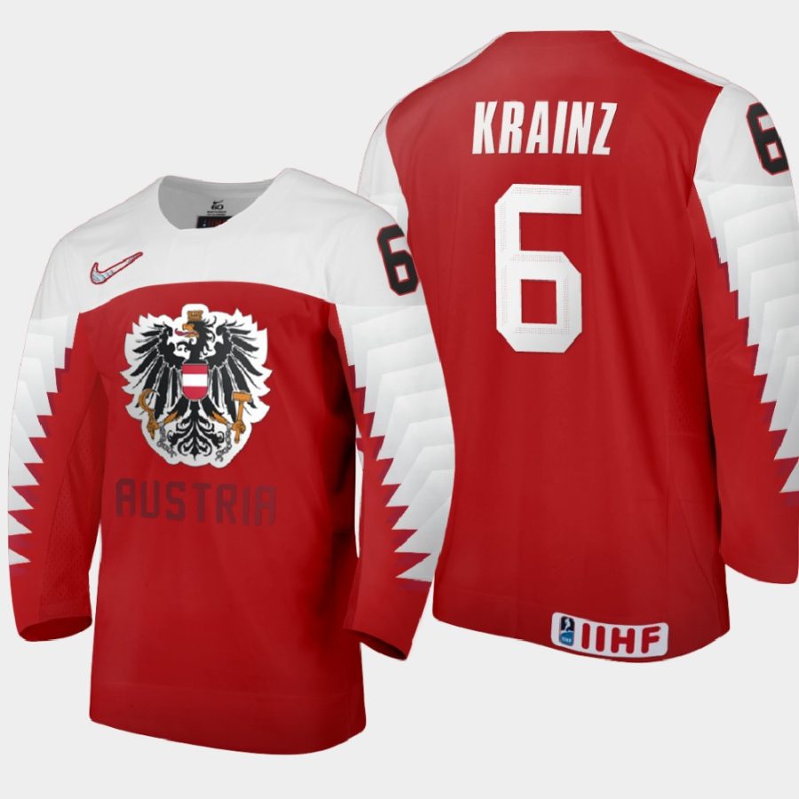 austria team clemens krainz 2021 iihf world junior championship away jersey red