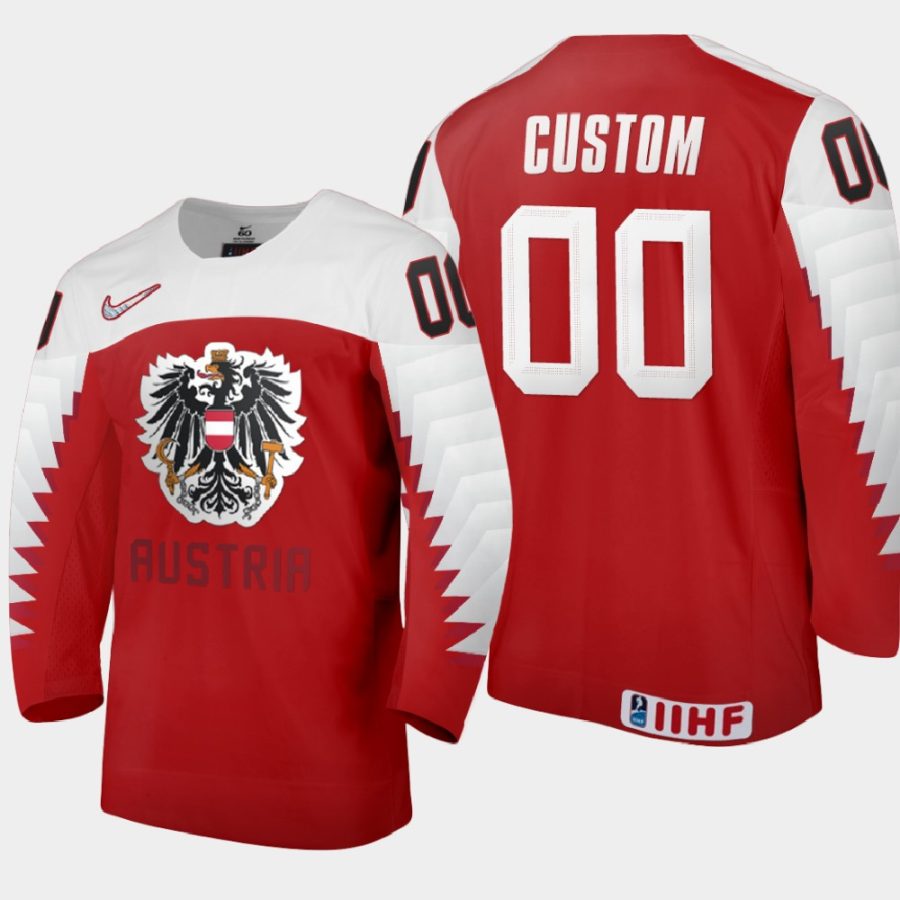 austria team custom 2021 iihf world junior championship away jersey red