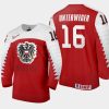 austria team dominik unterweger 2021 iihf world junior championship away jersey red