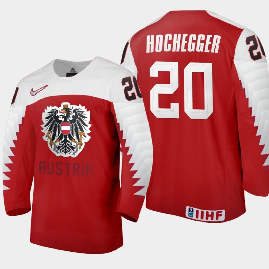 austria team fabian hochegger 2021 iihf world junior championship away jersey red