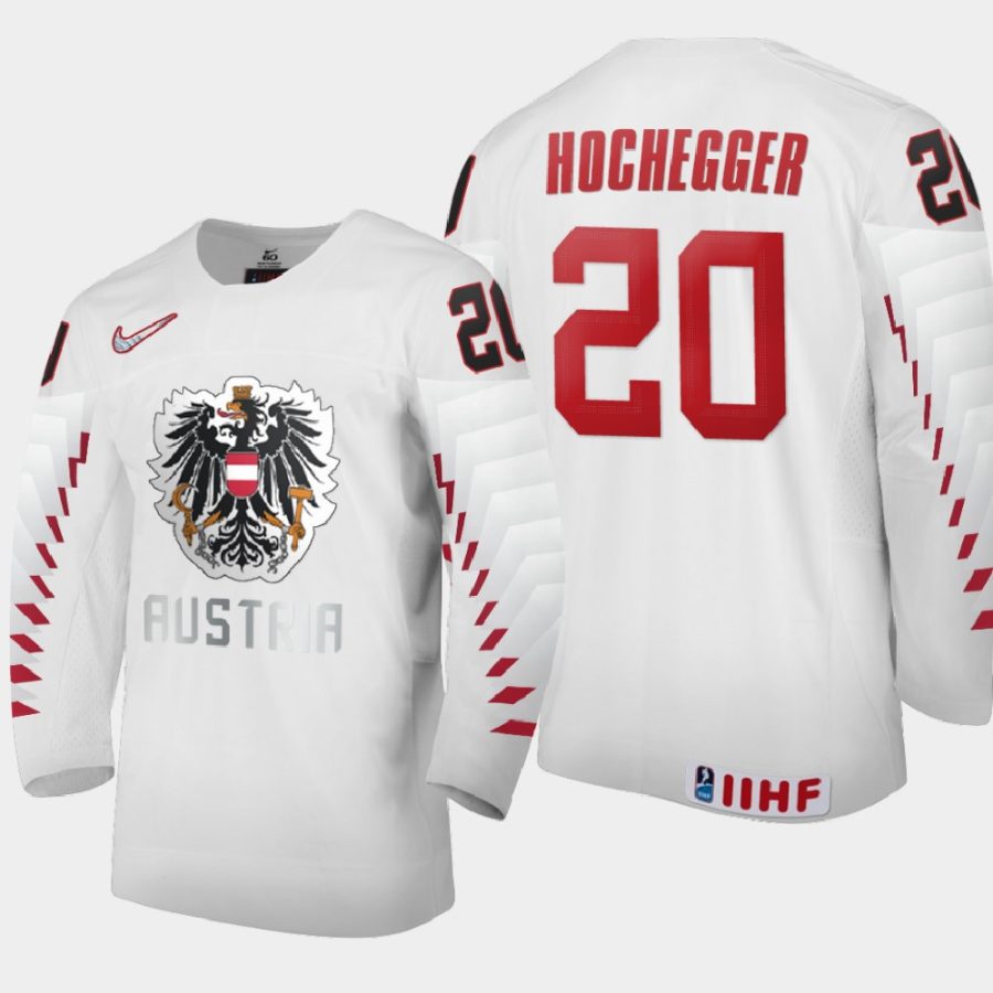 austria team fabian hochegger 2021 iihf world junior championship home jersey white