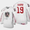 austria team marco kasper 2021 iihf world junior championship home jersey white