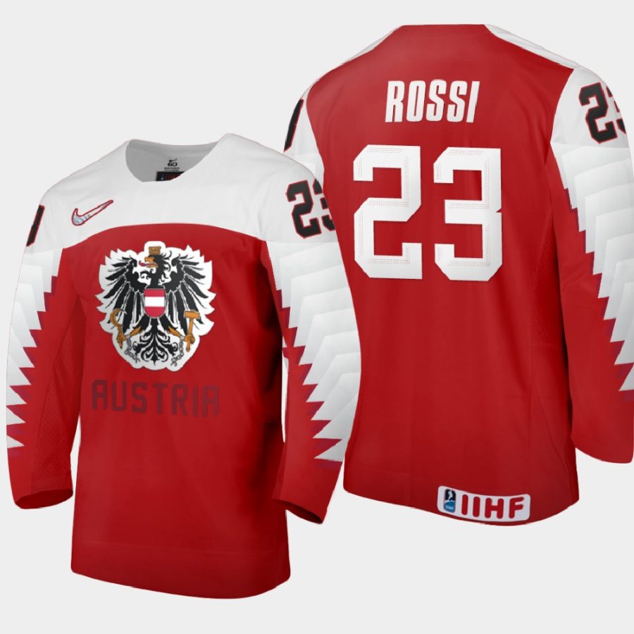 austria team marco rossi 2021 iihf world junior championship away jersey red