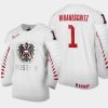 austria team sebastian wraneschitz 2021 iihf world junior championship home jersey white