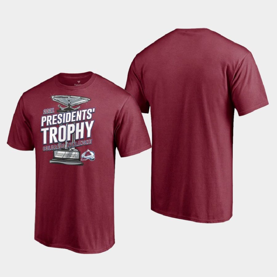 avalanche burgundy 2021 presidents trophy t shirt