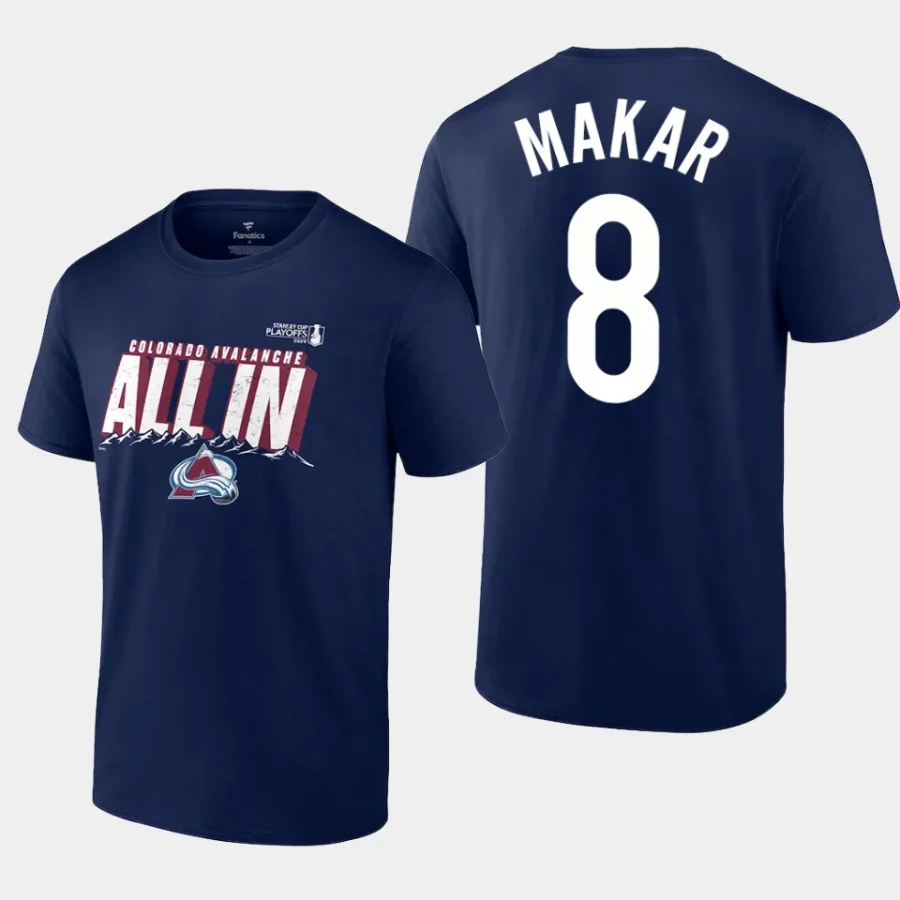 avalanche cale makar navy 2024 stanley cup playoffs slogan t shirt