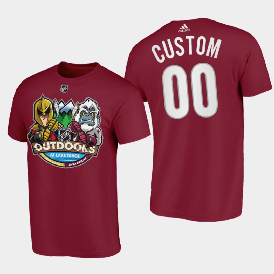 avalanche custom burgundy 2021 lake tahoe outdoor games mascot cartoon t shirt