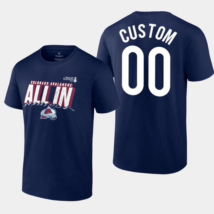 avalanche custom navy 2024 stanley cup playoffs slogan t shirt