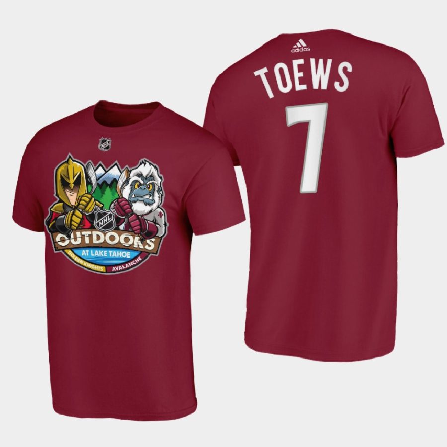 avalanche devon toews burgundy 2021 lake tahoe outdoor games mascot cartoon t shirt