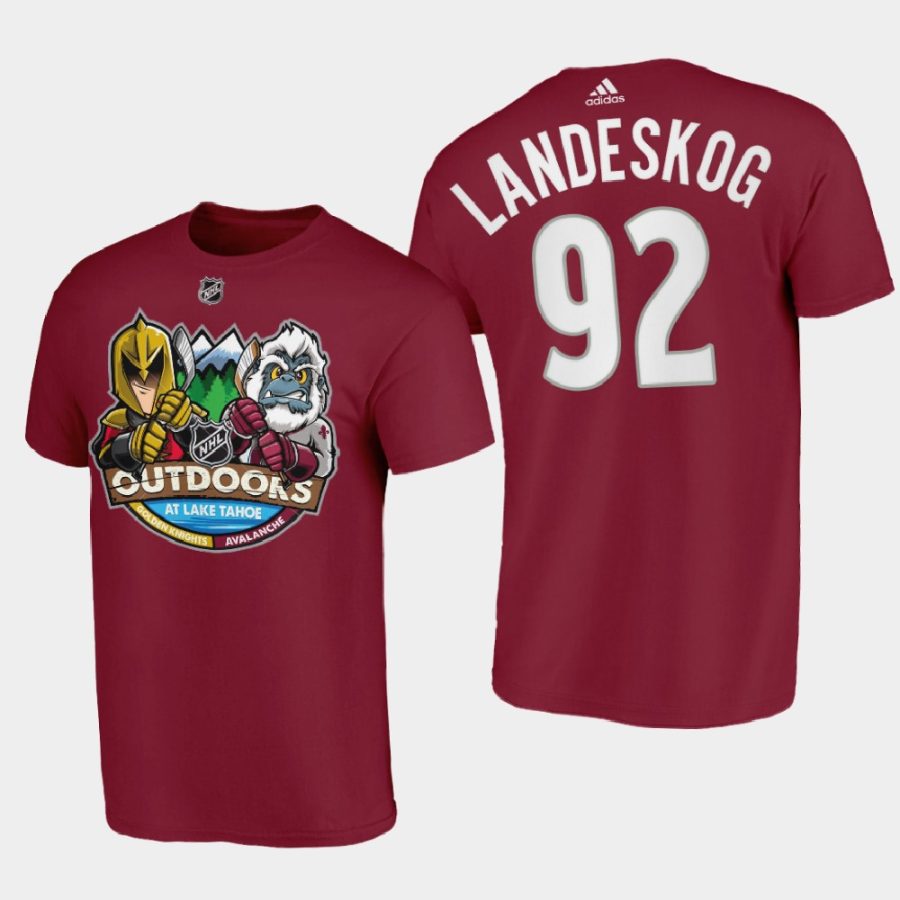 avalanche gabriel landeskog burgundy 2021 lake tahoe outdoor games mascot cartoon t shirt