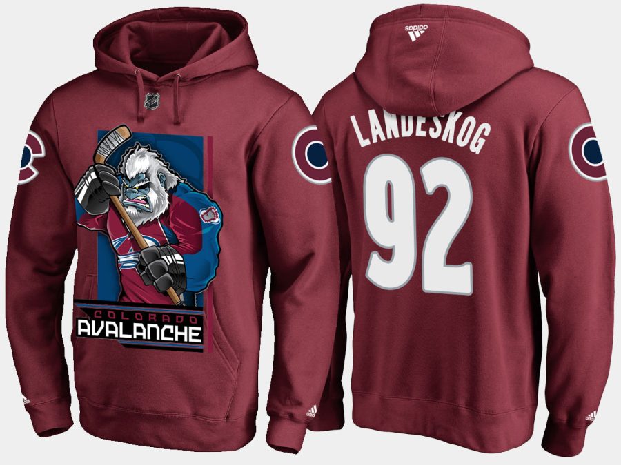 avalanche gabriel landeskog cartoon team color burgundy hoodie