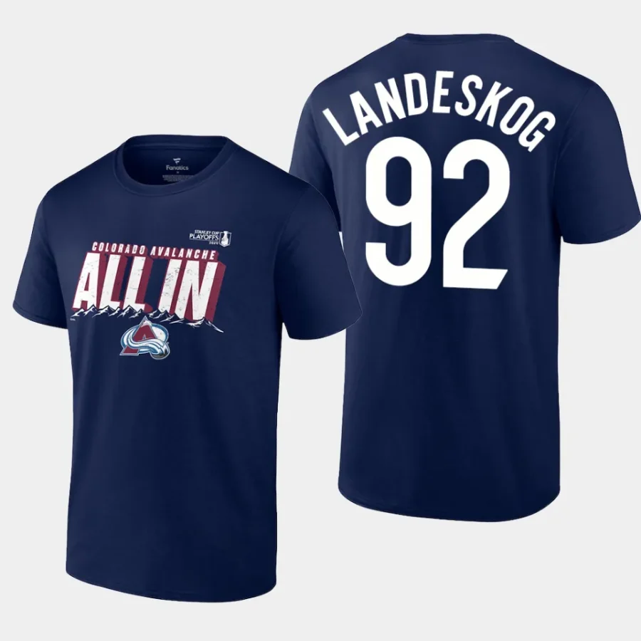 avalanche gabriel landeskog navy 2024 stanley cup playoffs slogan t shirt