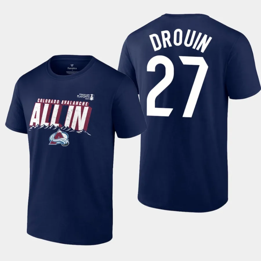 avalanche jonathan drouin navy 2024 stanley cup playoffs slogan t shirt