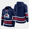 avalanche men navy puck deep lace up pullover hoodie