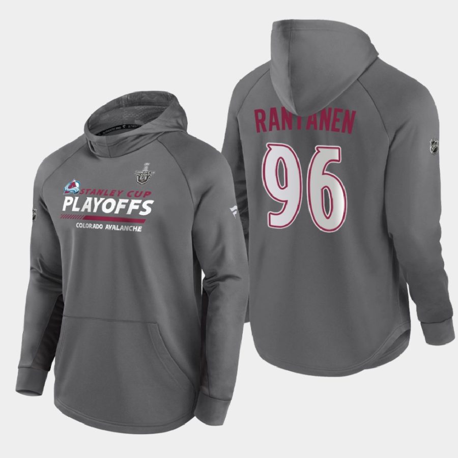 avalanche mikko rantanen gray 2021 stanley cup playoffs authentic pro hoody