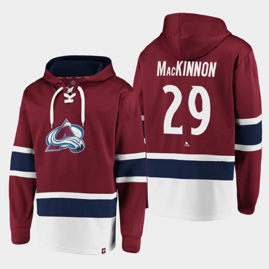 avalanche nathan mackinnon burgundy dasher player lace up hoodie