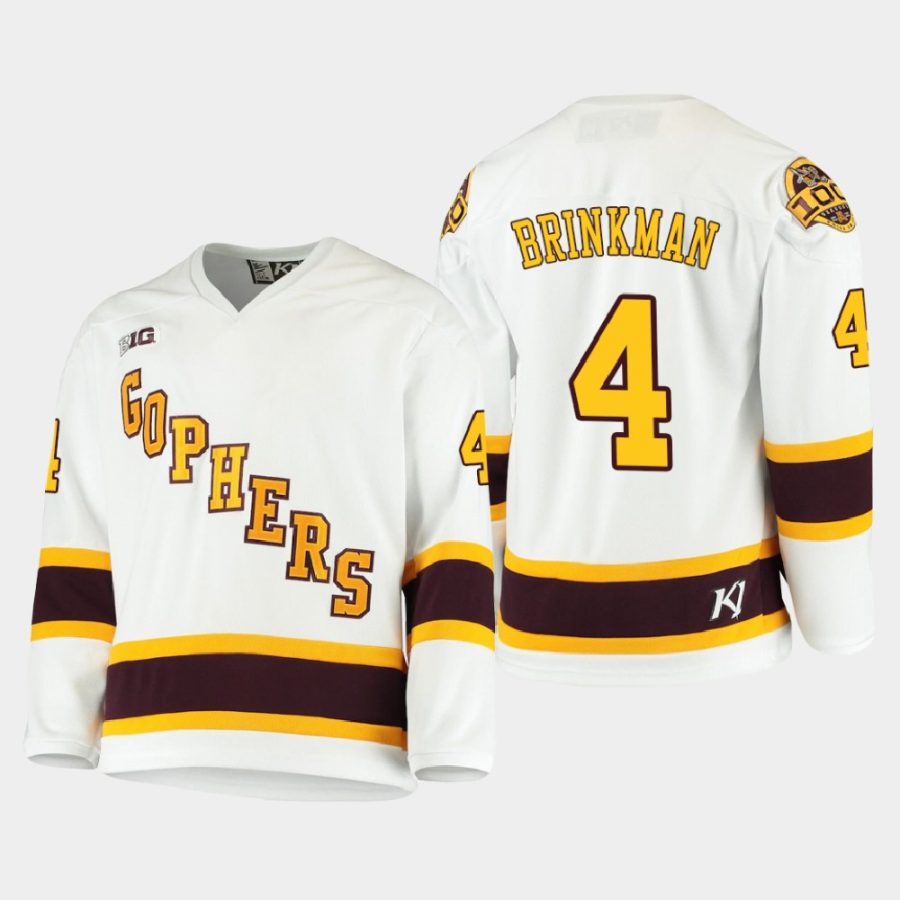 ben brinkman minnesota golden gophers white 2021 b1g tournament championship throwback jersey