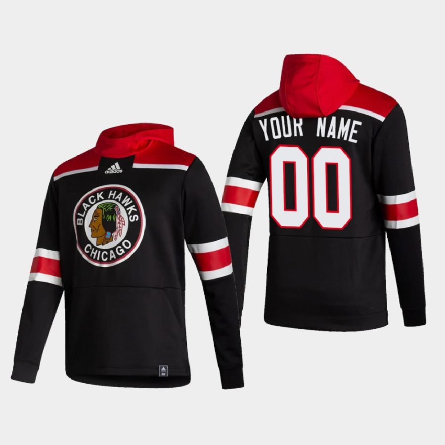 blackhawks custom black 2021 reverse retro authentic pullover hoodie