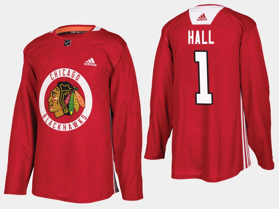 blackhawks glenn hall home adidas practice player jersey